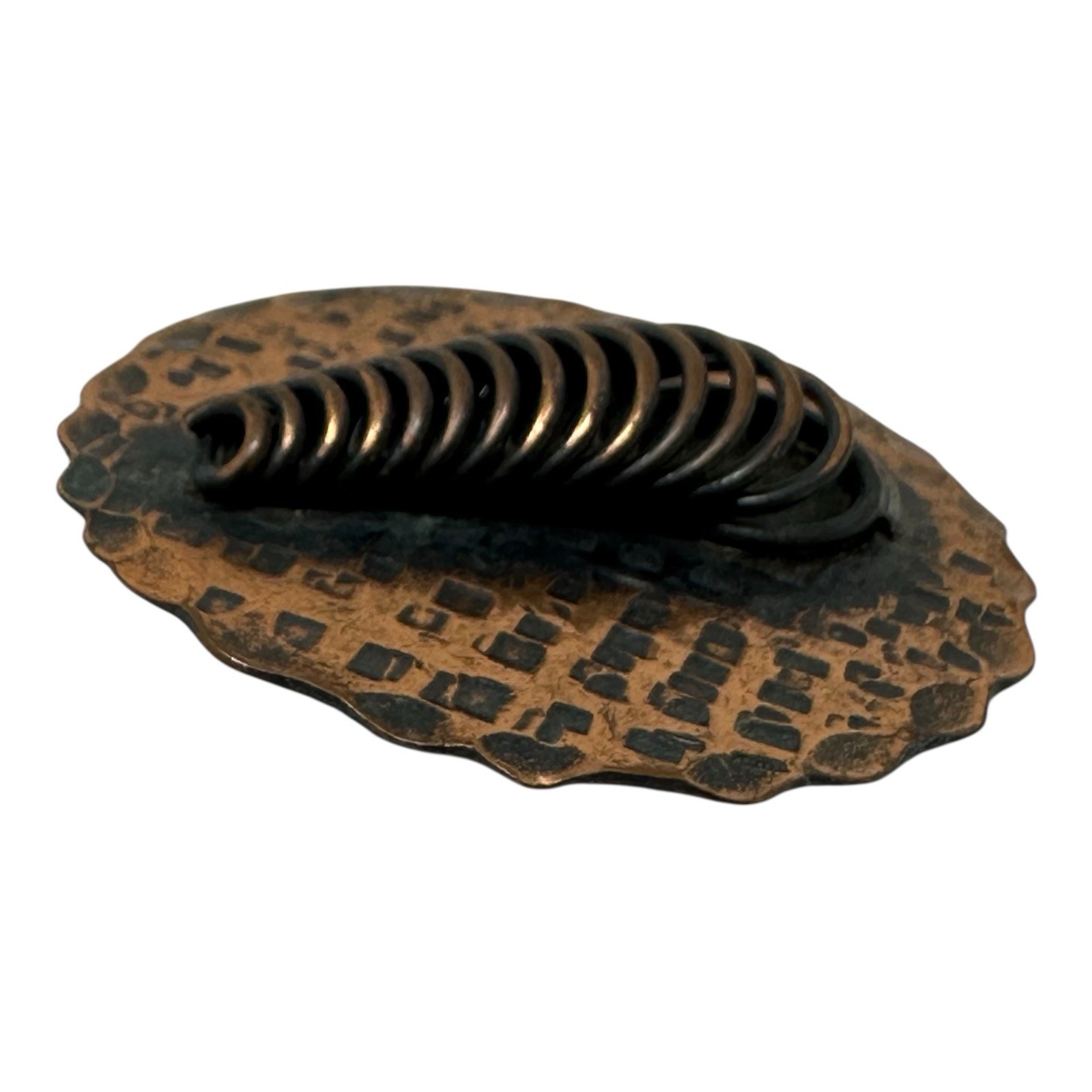 Vintage 1940s Brutalist Copper Brooch Spiral Coil Design Pedro Pujol Style 1.75″