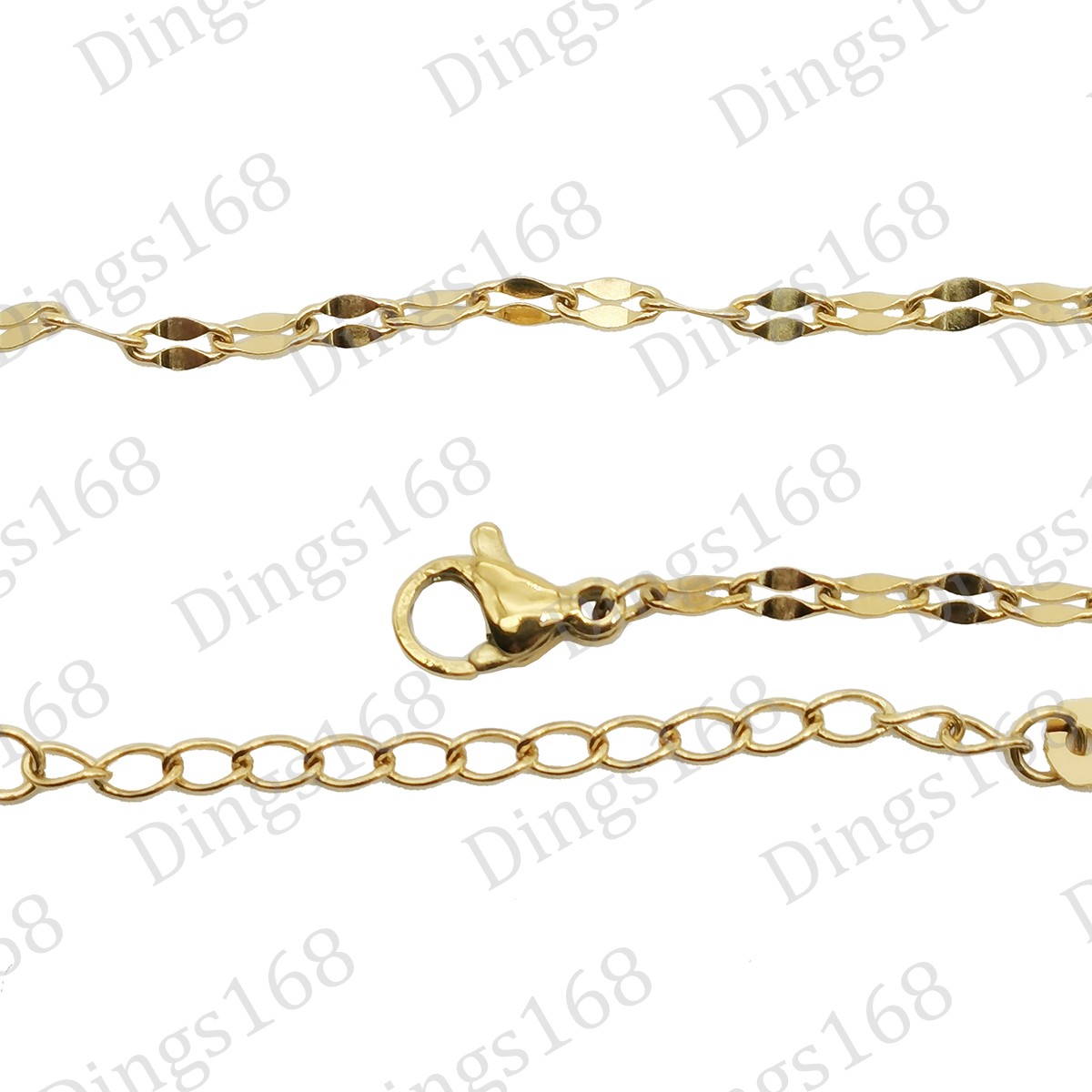 Genuine 18K Gold Filled Tarnish-Free 6+2 inch Thin Lip Shape Link Chain Bracelet