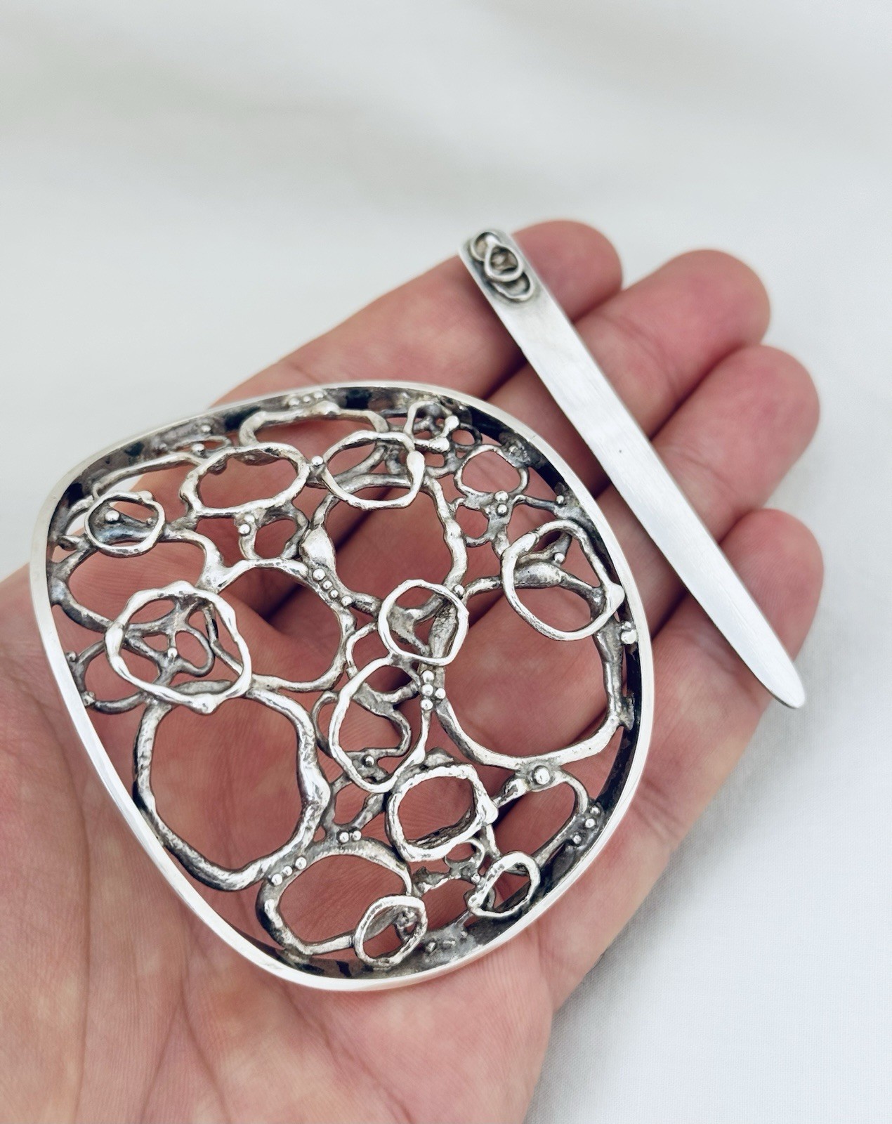 Jane Watling Lacock Solid Sterling Silver Hair Clip London 1986
