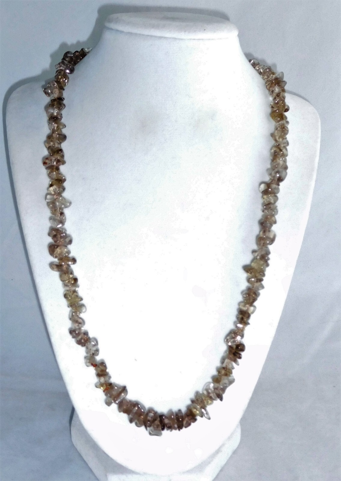 Natural Quartz Chip Necklaces by Healing Light Stones Smoky Rose Clear Snow Mix