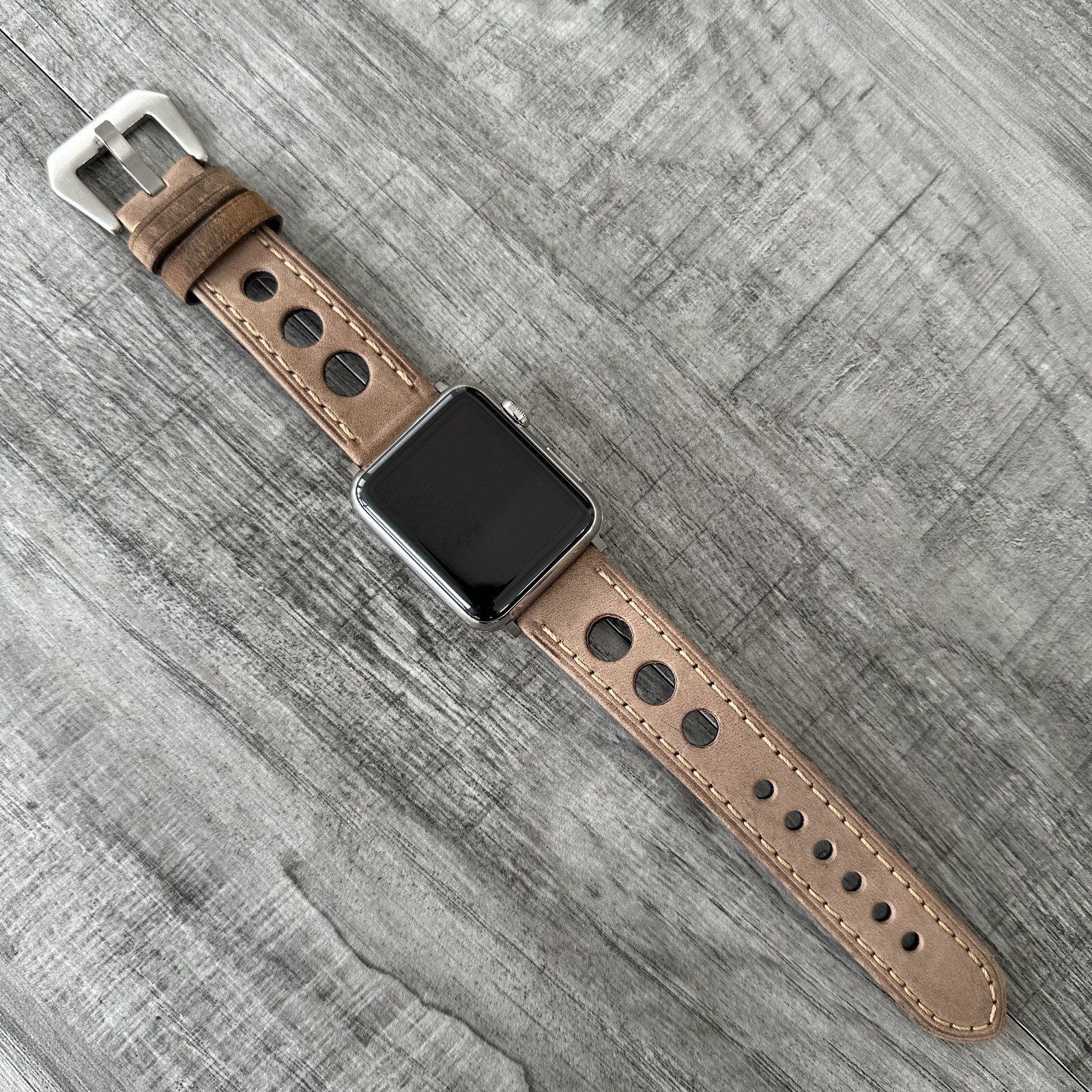 Leather Perforated Racing Rally Watch Strap Band For Apple Watch ULTRA 1 2 49mm
