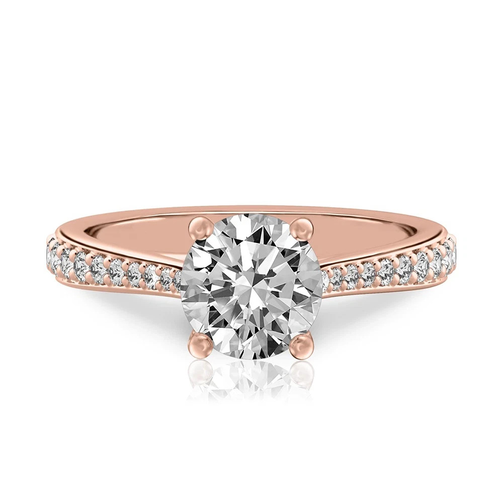 Solitaire Accent Style Lab Created Diamond Elegant Engagement 14K Gold Over Ring