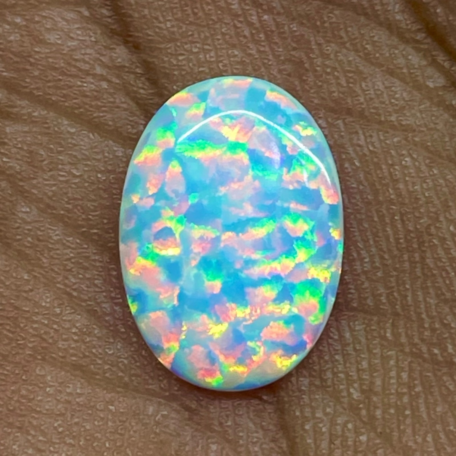 1.60 Cts Australian Opal 14x10mm Oval Cabochon AAA Quality Lab Created Gemstone