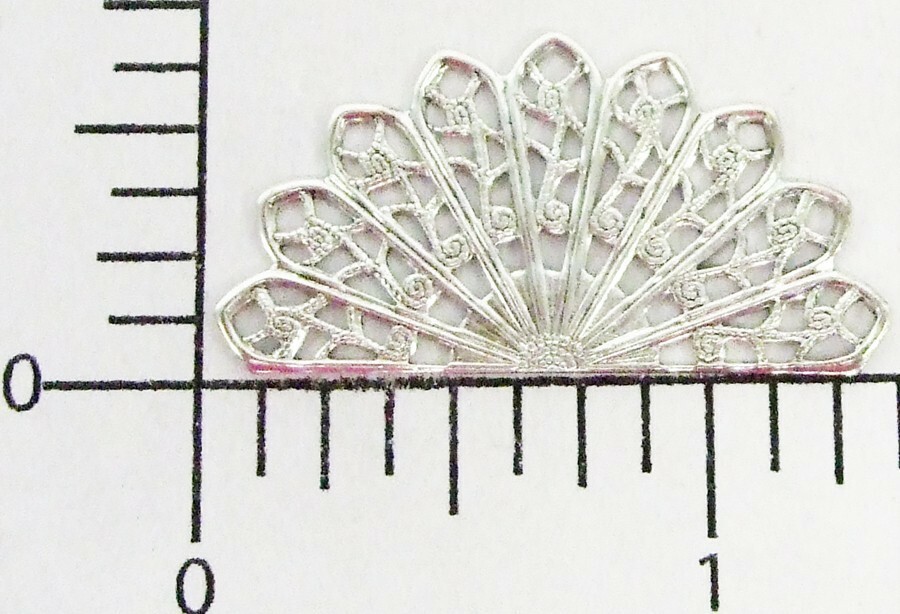 24684 3 Pc Matte Silver Plated 1/2 Round Filigree Brass Jewelry Finding