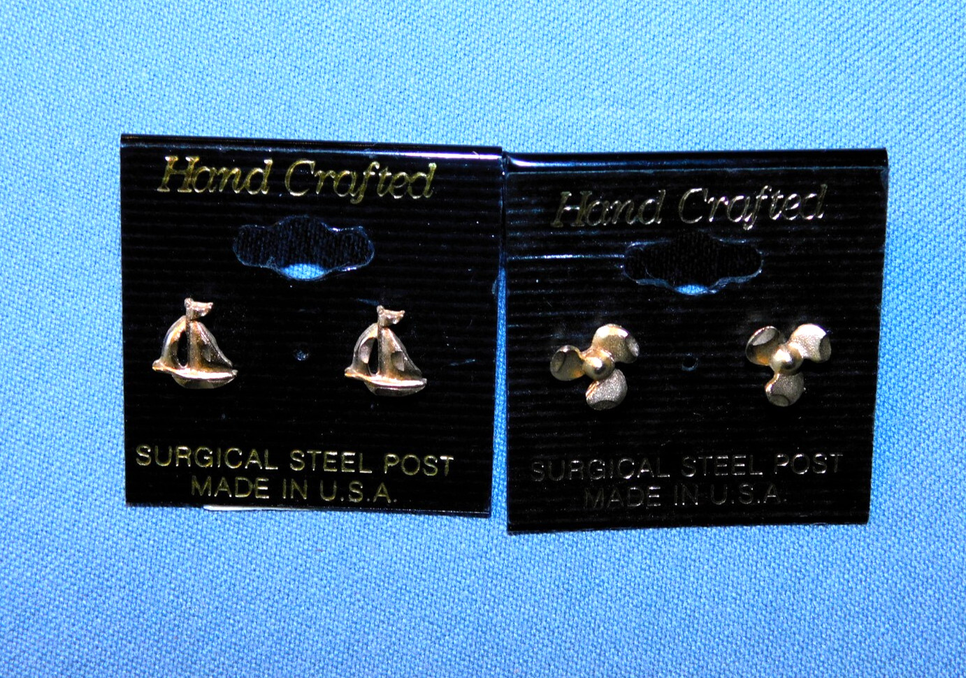 NOS Pierced Vintage Earring LOT Nautical Theme G/T Sailing Boating Propeller USA
