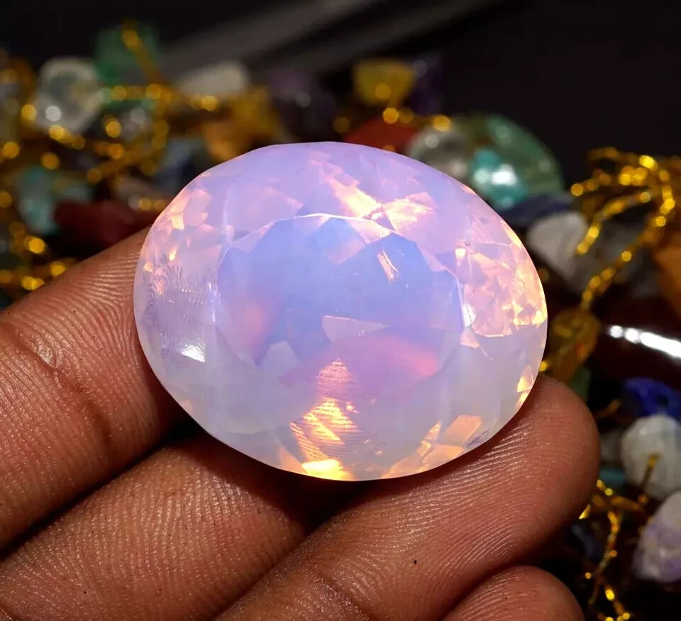 Australian Pink Opal 100 Ct Welo Untreated Natural Oval Cut Certified Gemstone