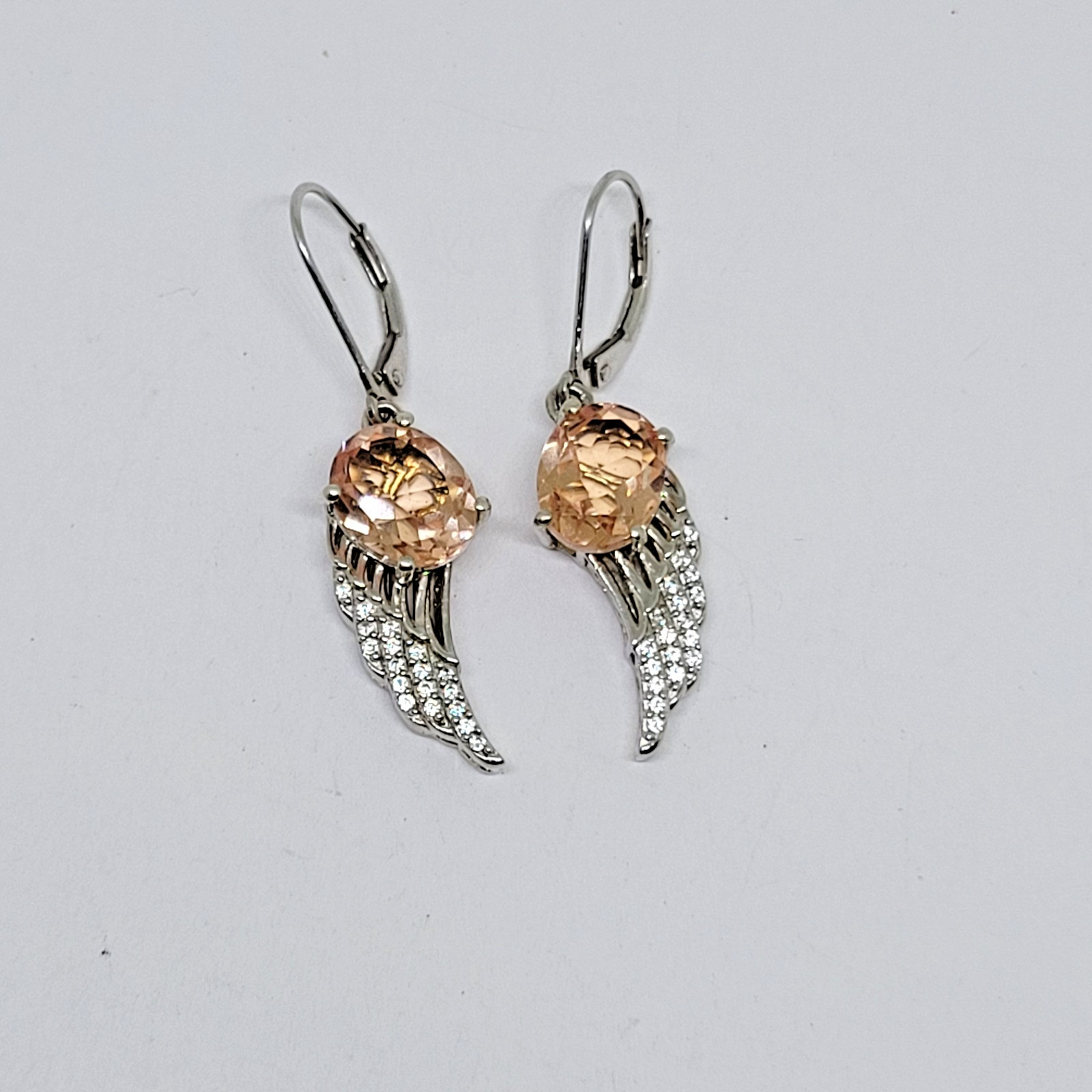 ShopLC Sterling Silver Peach Angel Wings Drop Dangle Earrings ~ 1.5″