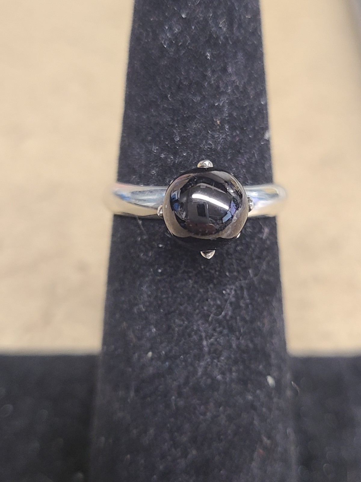 Sterling Silver Black Agate Ring Size 5 90006