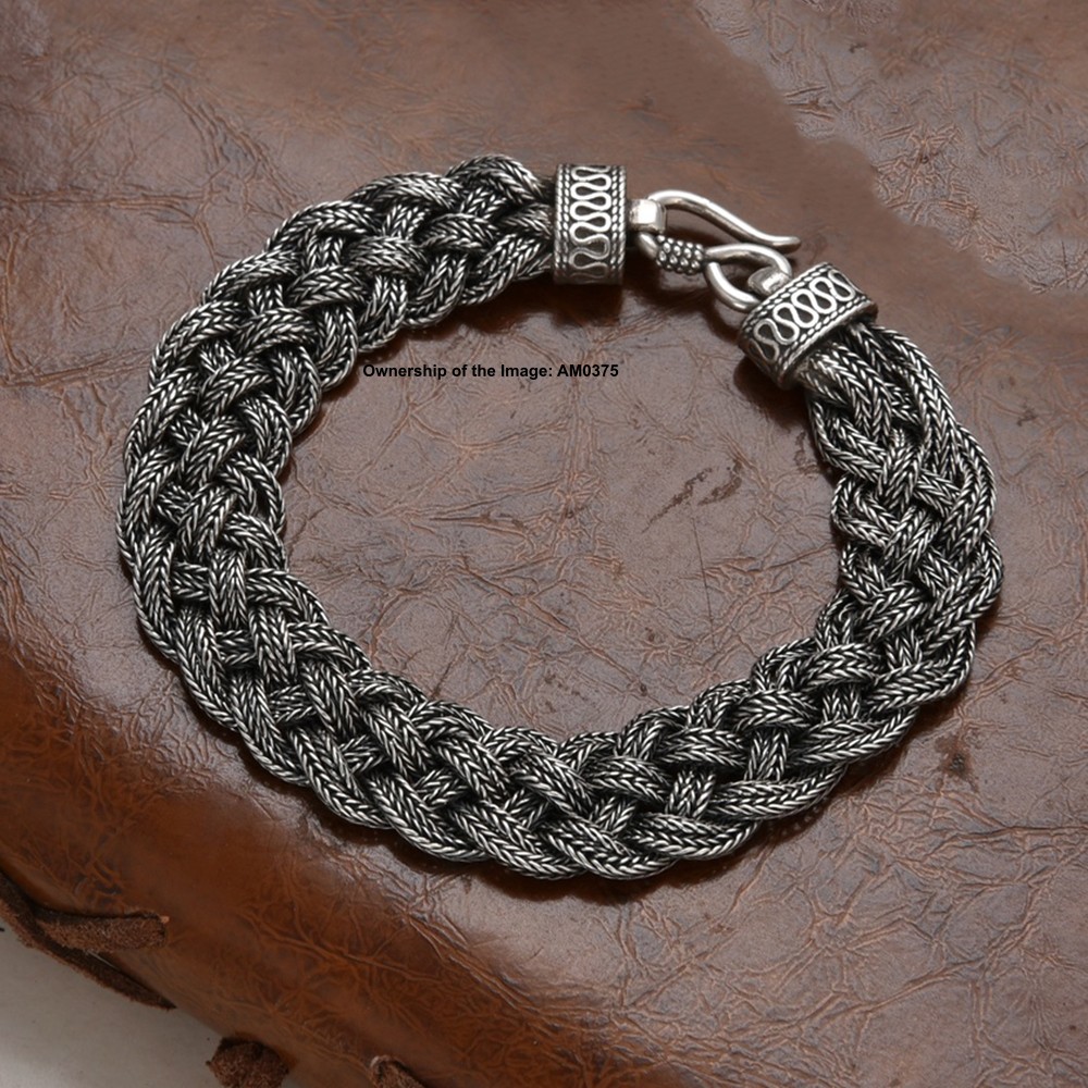 Pure 925 Sterling Silver Wide Wheat Link Chain Bracelet – Braided Spiga Design