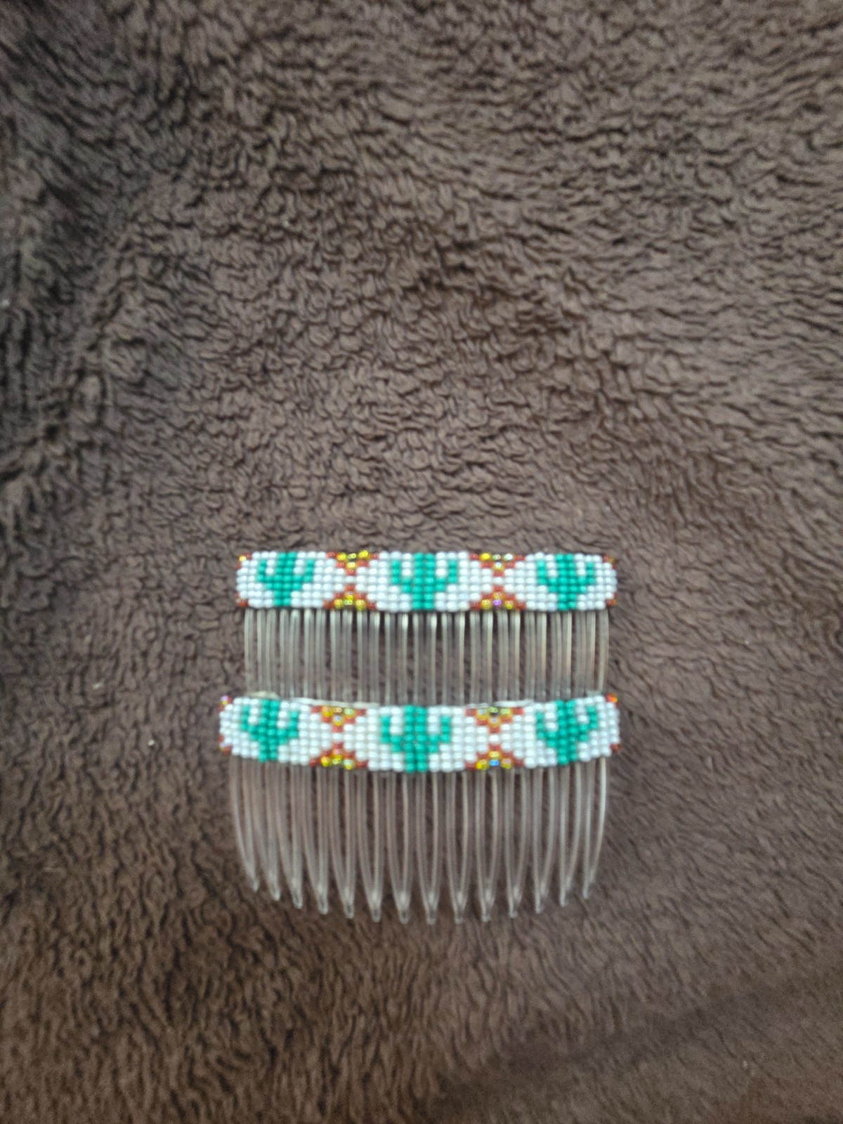 Native American Hand Beaded Hair Comb Set by Jean