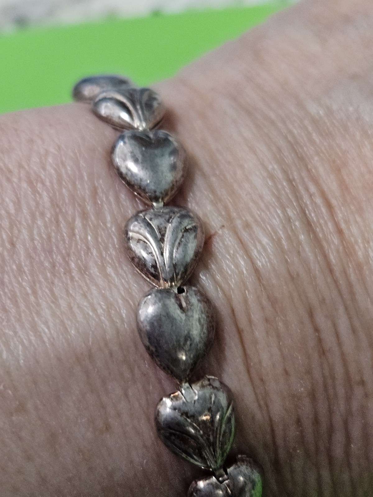 Sterling Silver Marked 925 Heart Bracelet ITALY. 7″ (9.5g)