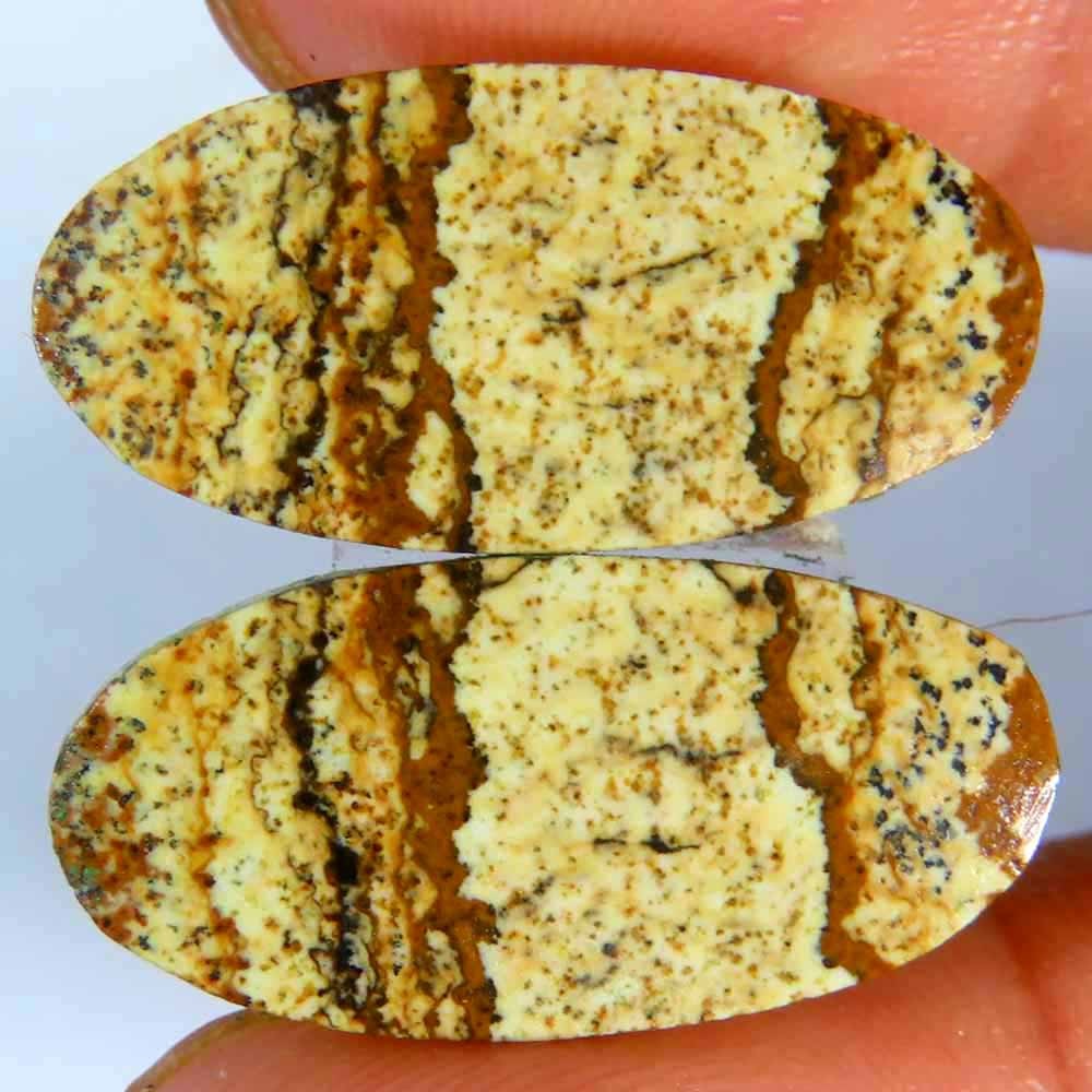 18.05Cts.100%Natural Designer Picture Jasper Pair Oval Cab 11x23x4mm Gemstone
