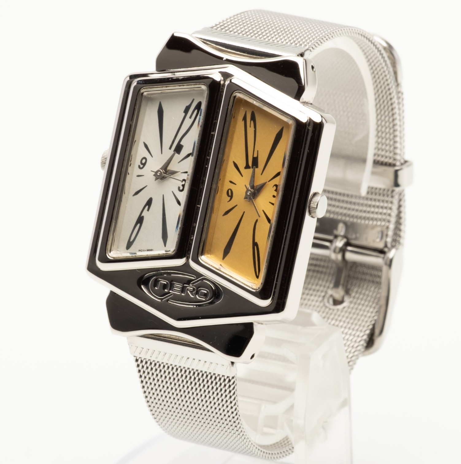 Vintage [EXC+5] PA-NERO PC11-M001 Silver Dual Time 35mm Quartz Men’s Watch