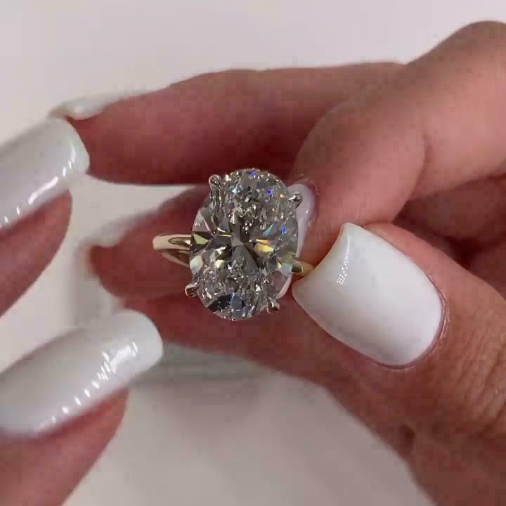 3Ct Lab Created Oval Diamond Women’s Engagement Ring 14K Yellow Gold Over