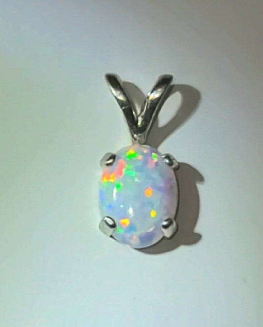 Australian Fire Opal Pendant Natural 8×6 Oval 925 Sterling Silver (SEE DETAILS)