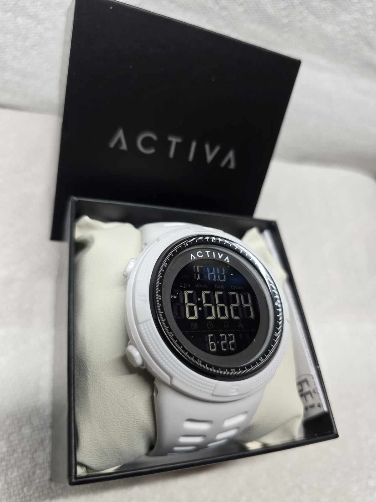Activa Unisex Digital Quartz Sports Watch Alarm Day/Date White Silicone Strap