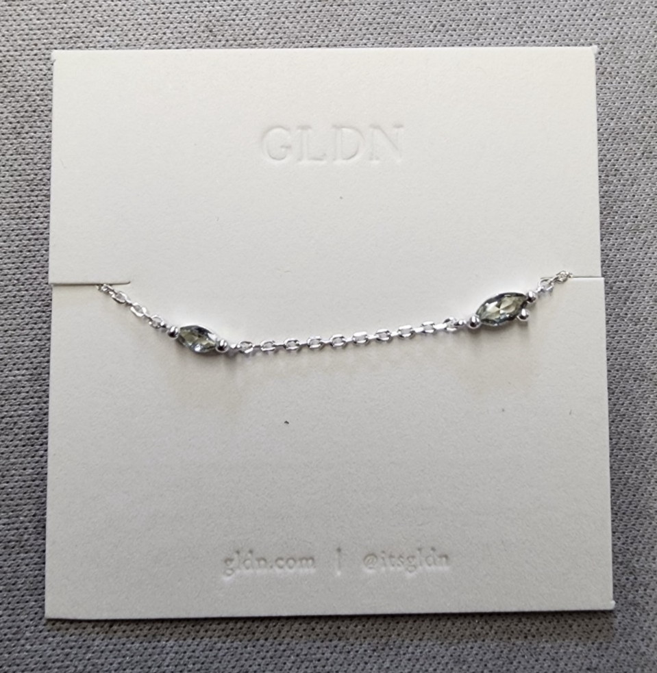 Gldn Leaflet Marquise Lab Created Green Spinel Necklace 15″+2″ Sterling Silver