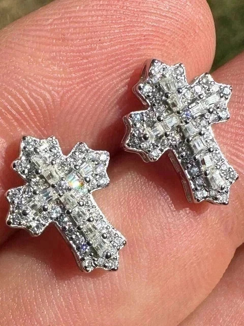 Engagement Stud Earrings Round Cut Simulated Diamond 925 Starling Silver