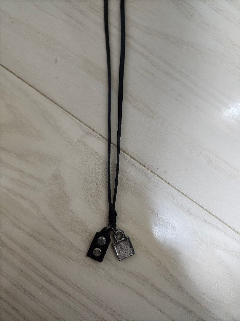 DIESEL Black Leather Cord Logo Charm Necklace Choker Unisex 23.62in