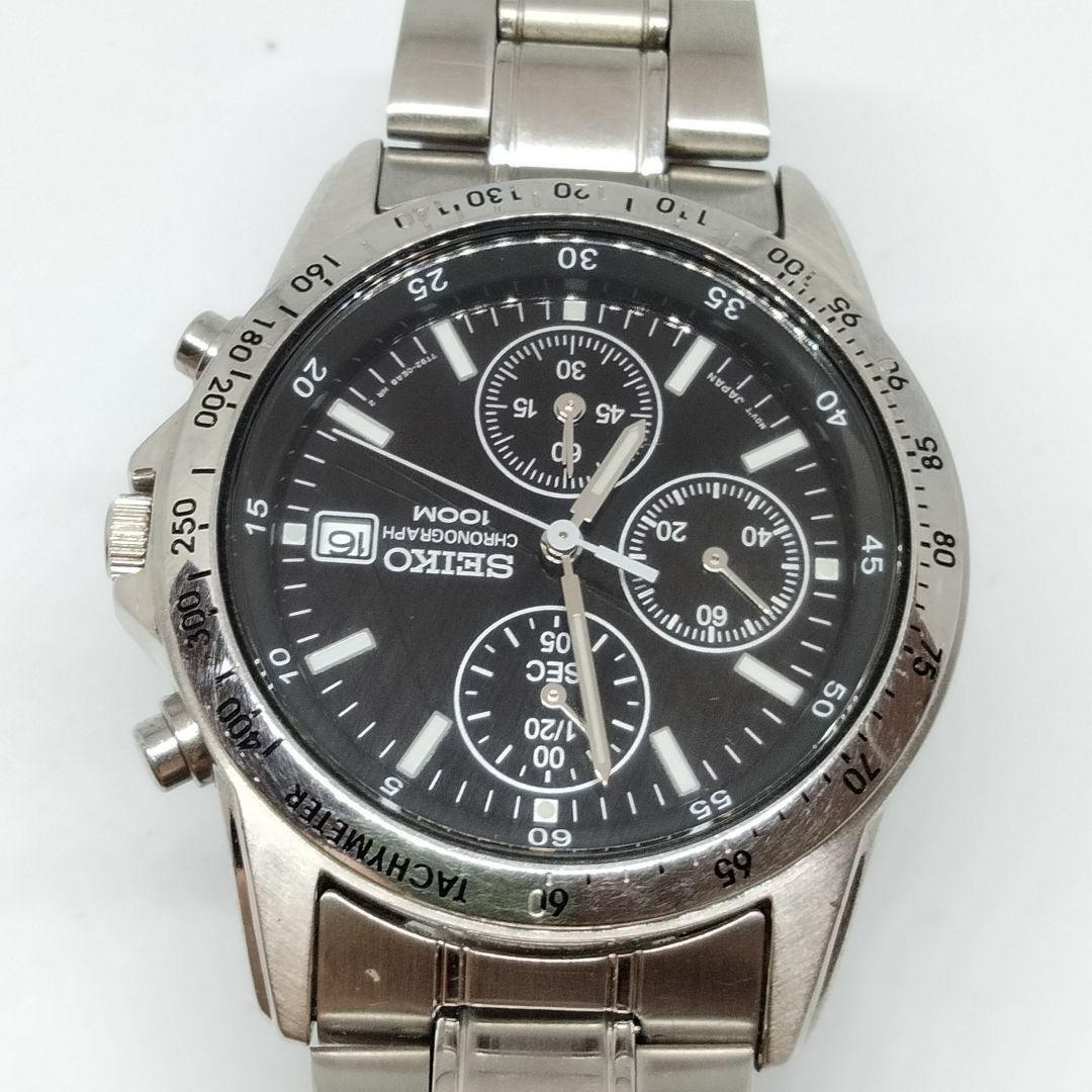 Seiko Mens Watch Chronograph 100m 10Bar 7T92-0DW0 Quartz Analog Very Good Japan