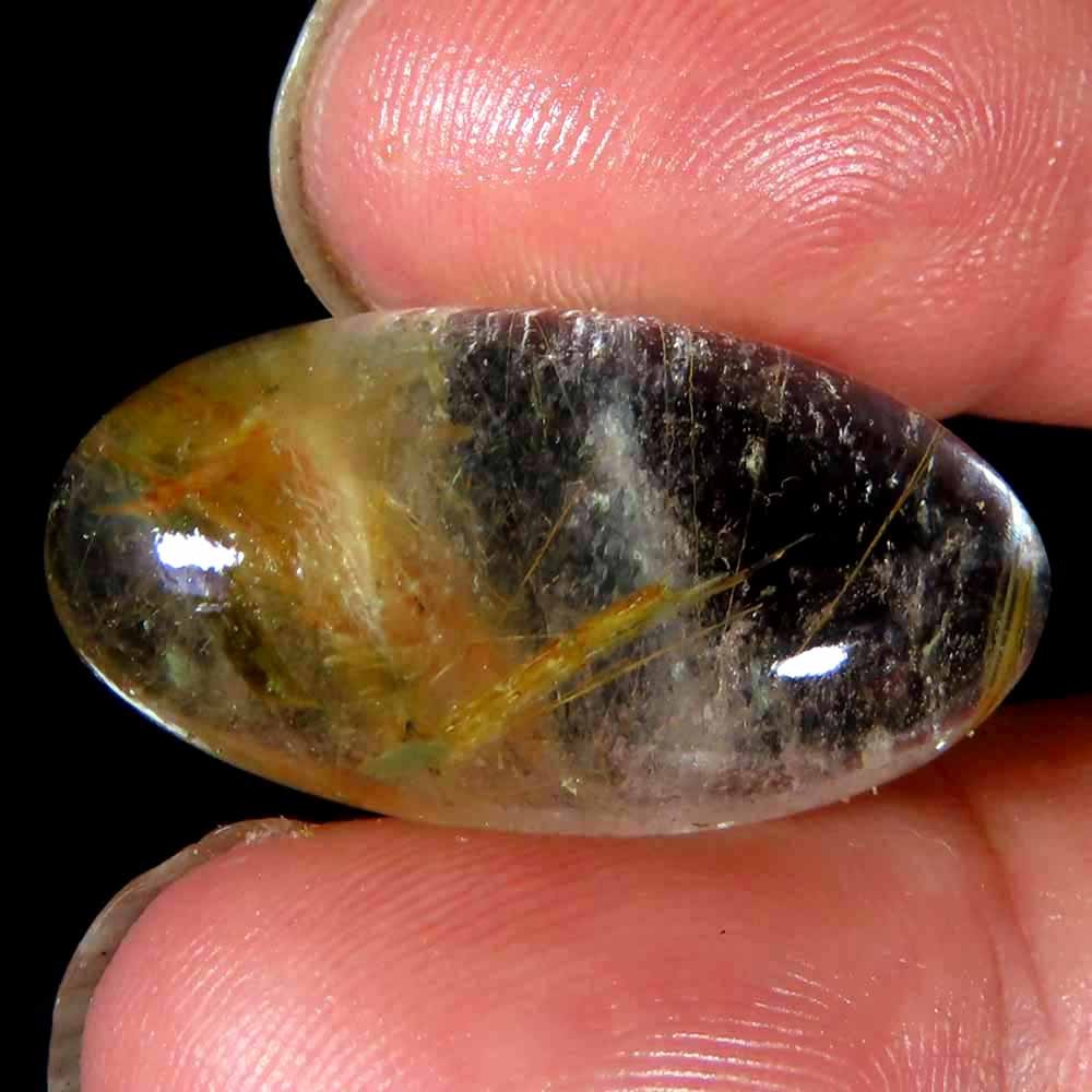 23.30Cts.100%Natural Multi Copper Rutile Crystal Quartz Oval 13x26x8mm Top Gems