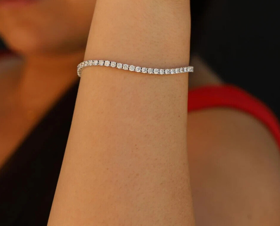 5.50Ct Round Cut GDGL GH/SI Natural Diamond Tennis Bracelet Real 14k White Gold
