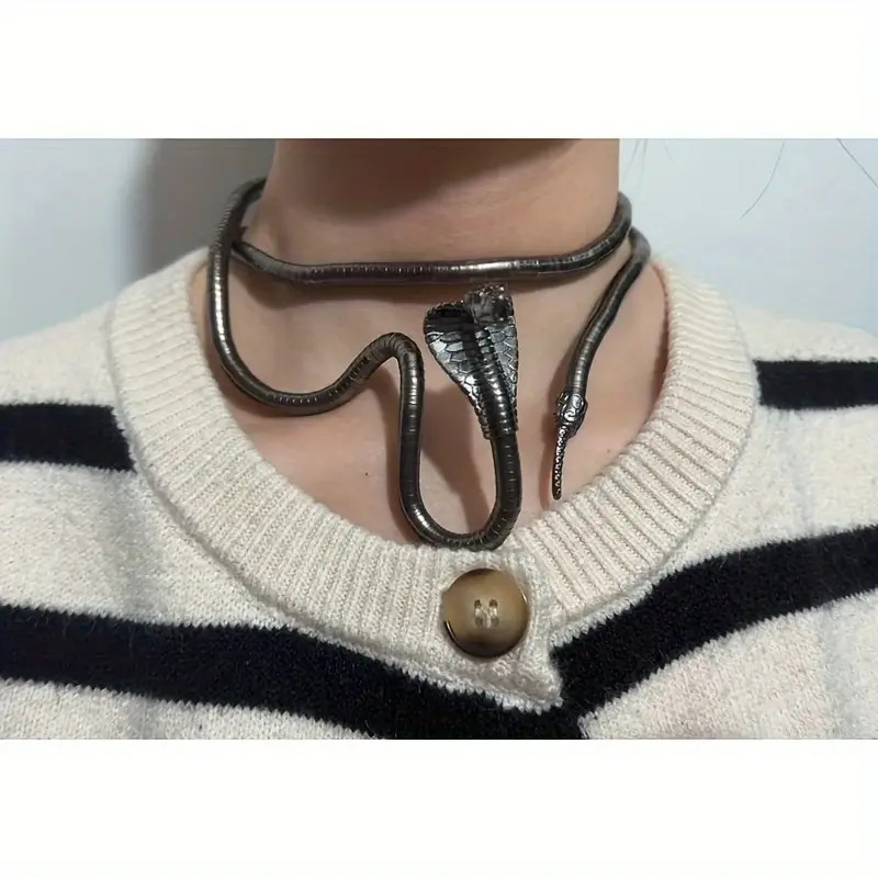 Necklace Bracelet Adjustable Cobra Snake Collar Neck Wrist Jewelry Gothic 35in