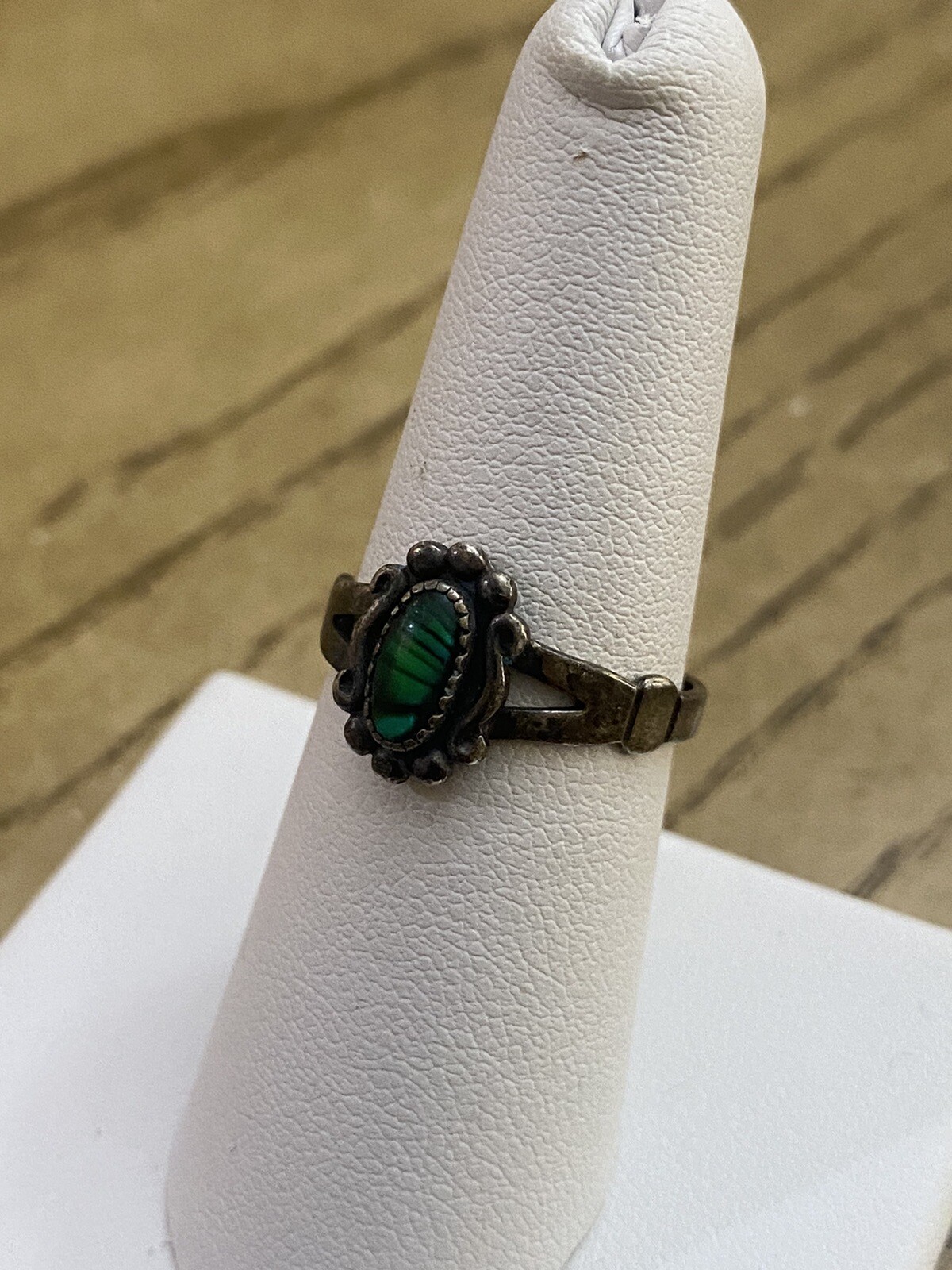 Wheeler Mfg. Vintage Navajo Inspired 925 Sterling Abalone Stone Ring Sz 7.5