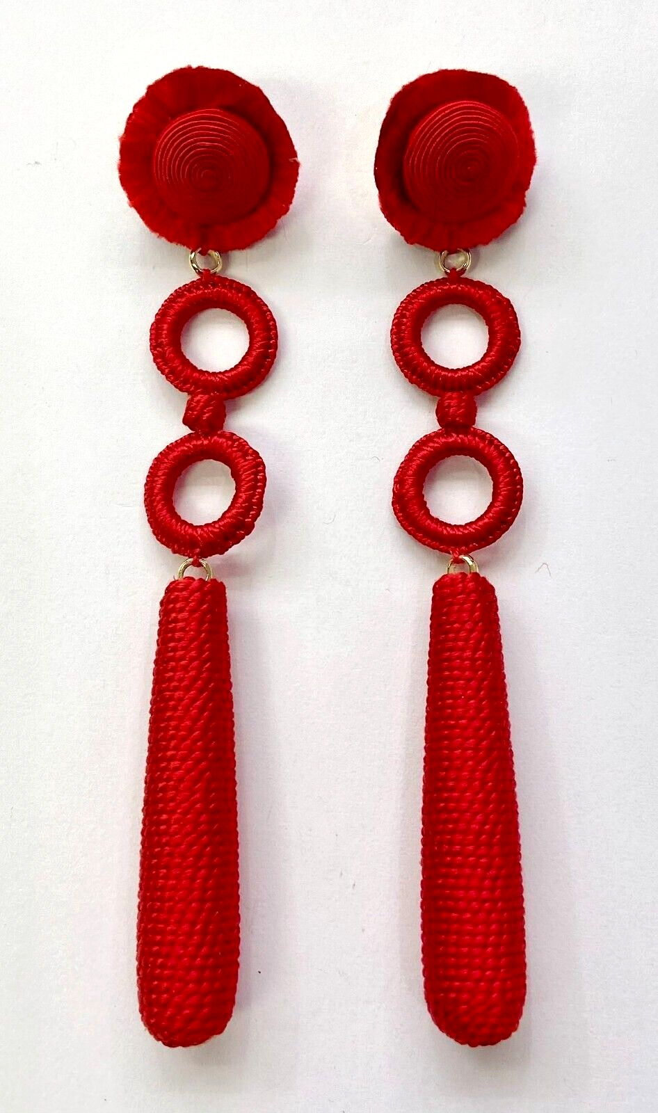 HSN Leyla Gans Red Amelie Wrapped Cord Drop Earrings