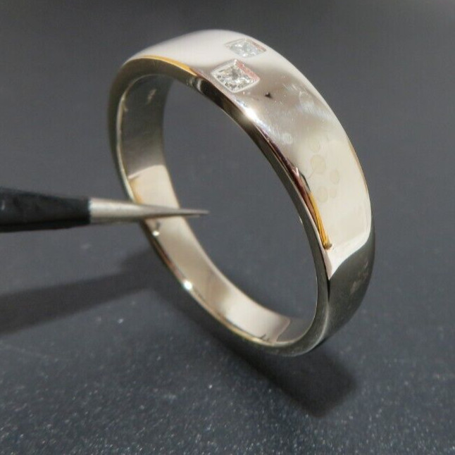10K WG MEN’S DIAMOND BAND RING 0.07 ct SZ 11.5 6.14 MM WIDE 5.93 gram(G133147-2