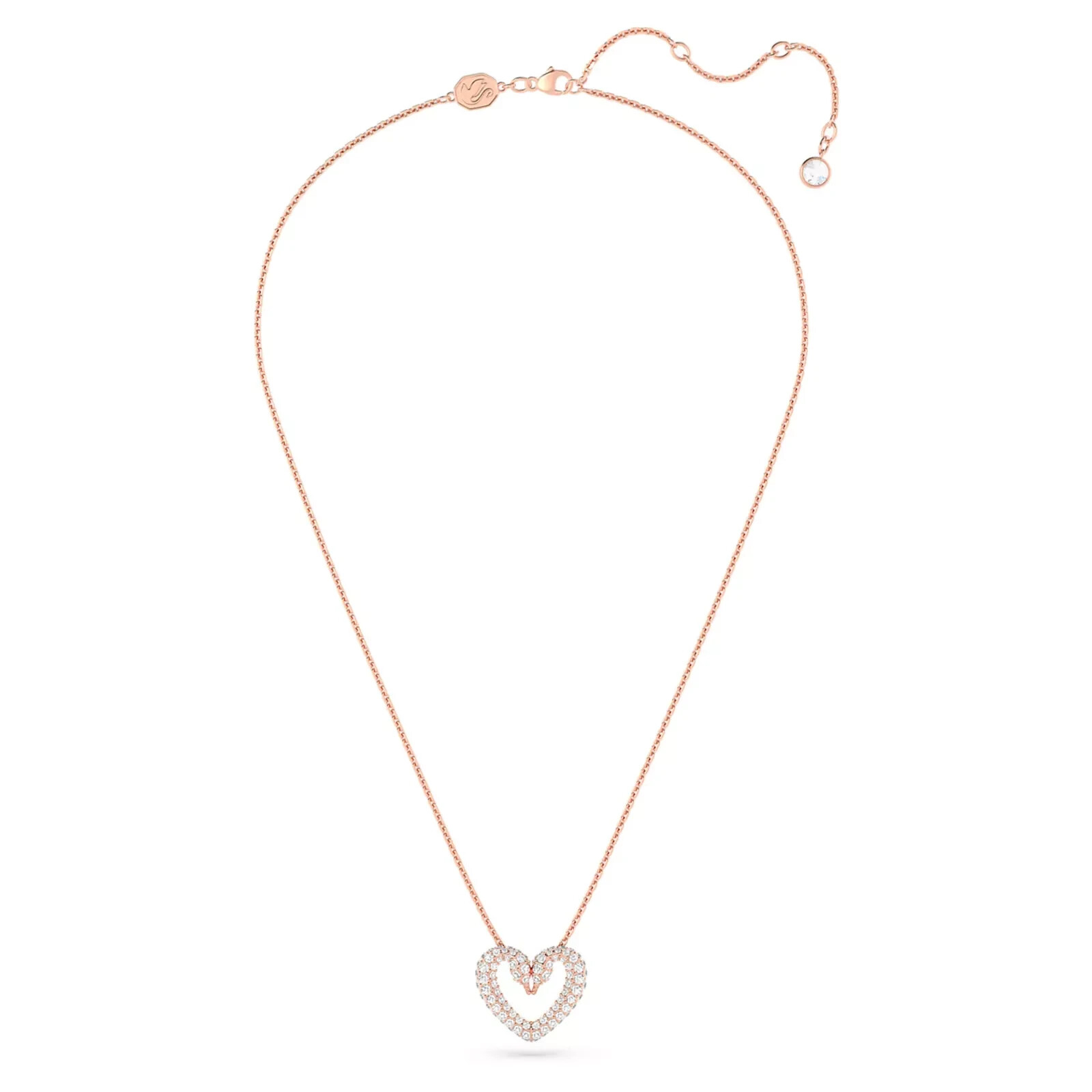 Swarovski Una pendant Heart, Medium, White, Rose gold-tone plated -5628657 New