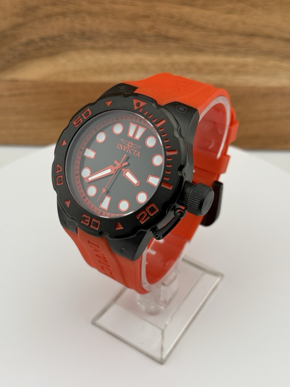 Invicta Pro Diver 51mm Black/Orange Quartz Watch 200M WR Trinite Lume