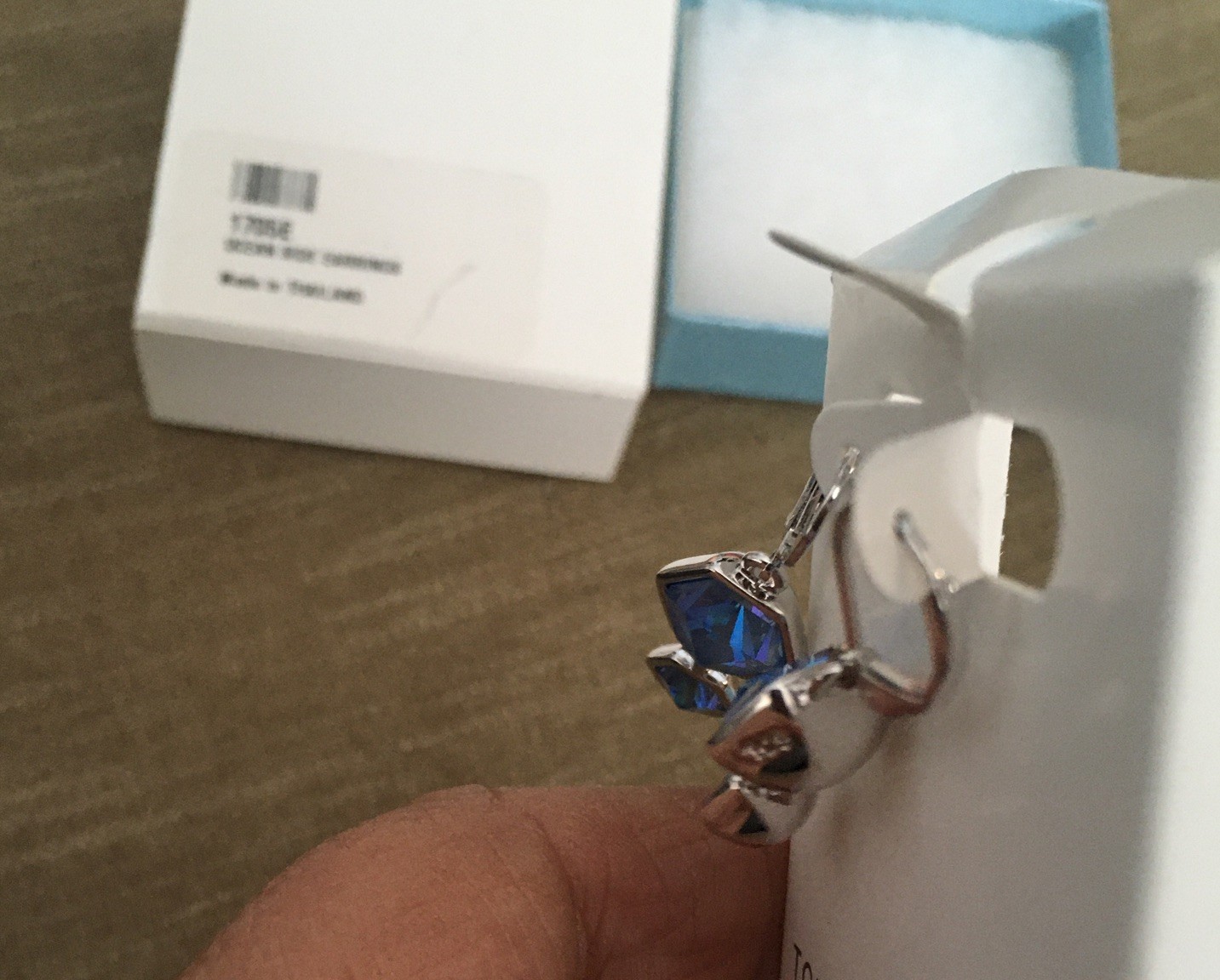 Touchstone Crystal by Swarovski Ocean Side Blue Drop Earrings Leverback