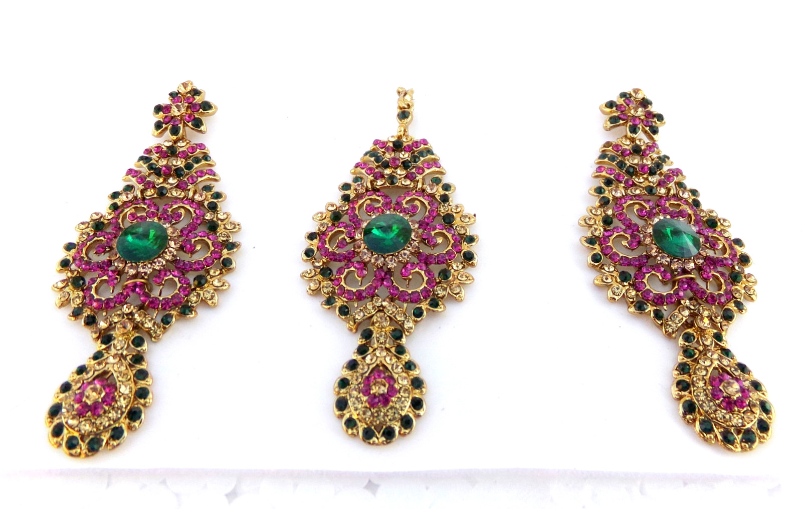 Indian Bollywood Women Tikka Earrings Traditional Set Ethnic Gold Plated Jewelry