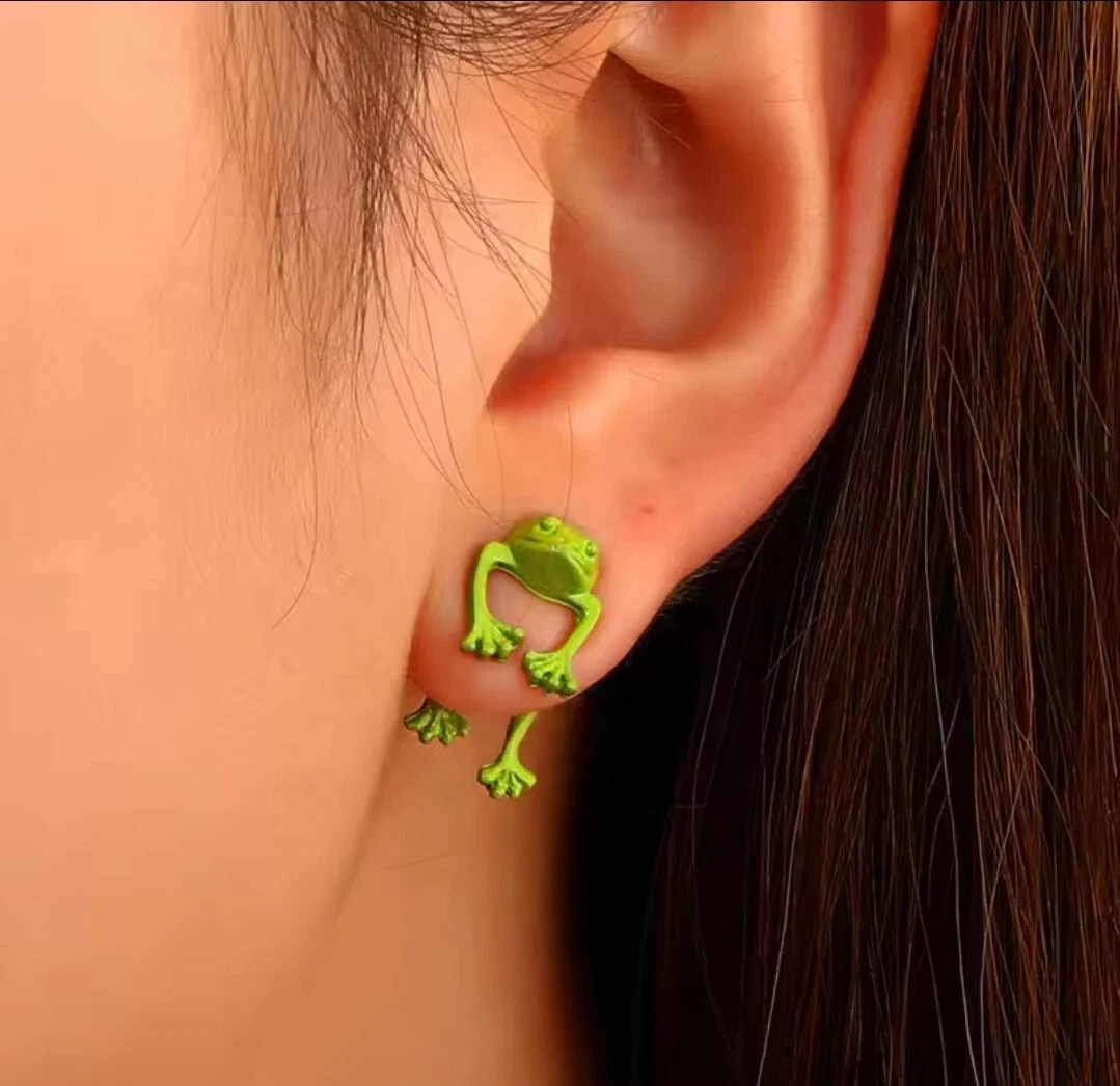 Women’s Fashion Jewelry Frog Earrings 2 pc Green Color Earring 16-2