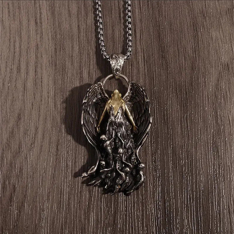 Angel Out Of Hell Jewelry Vintage Silver Sexy Goddess Standing Pendant Necklace