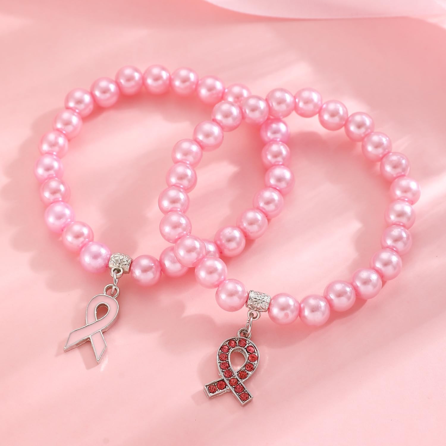 KZL Breast Cancer Awareness Necklace Bracelet Earrings for Women Sparkling Cr…