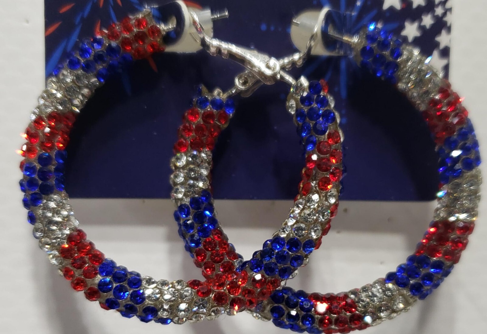 I Am Limited Edition Patriotic Red White Blue Round Earring