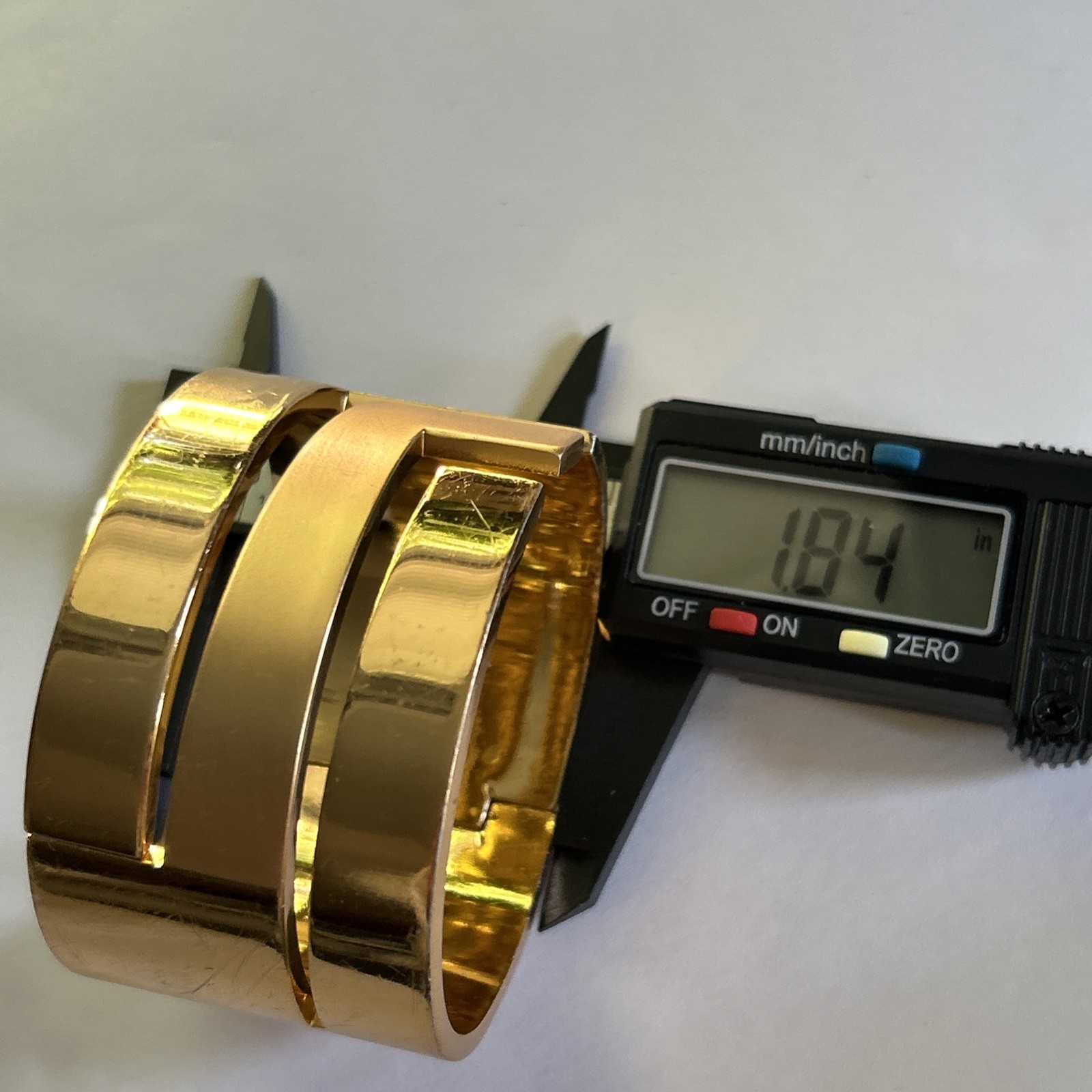 Vintage 70’s Lanvin Paris Signed Gold Plated Wide Clamp Statement Bracelet