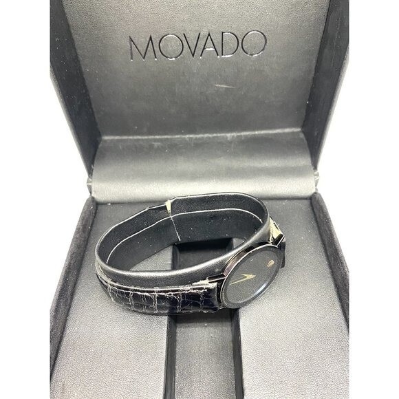 Movado Museum Ultra slim Thin Black Dial Quartz Watch 84.C6.882.2A