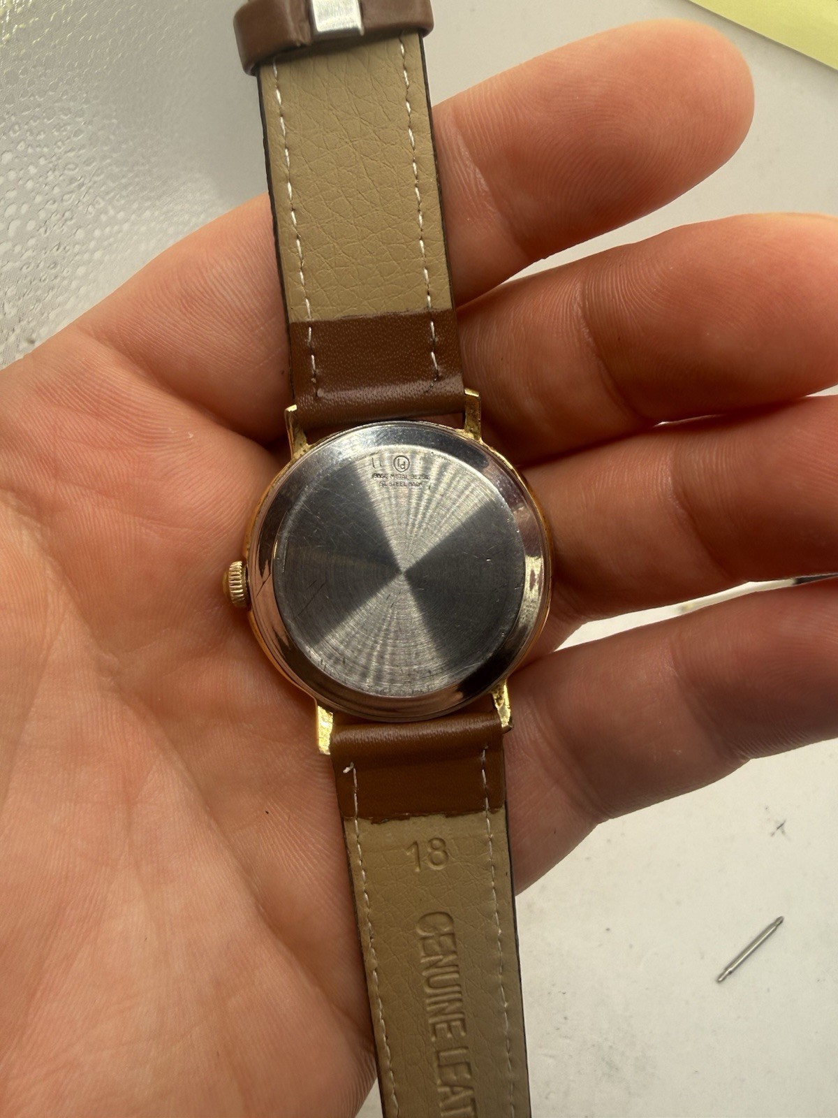VINTAGE HELBROS Men’s Manual Wind Watch Date Sunburst Brown/Blue Dial 1960s 17J