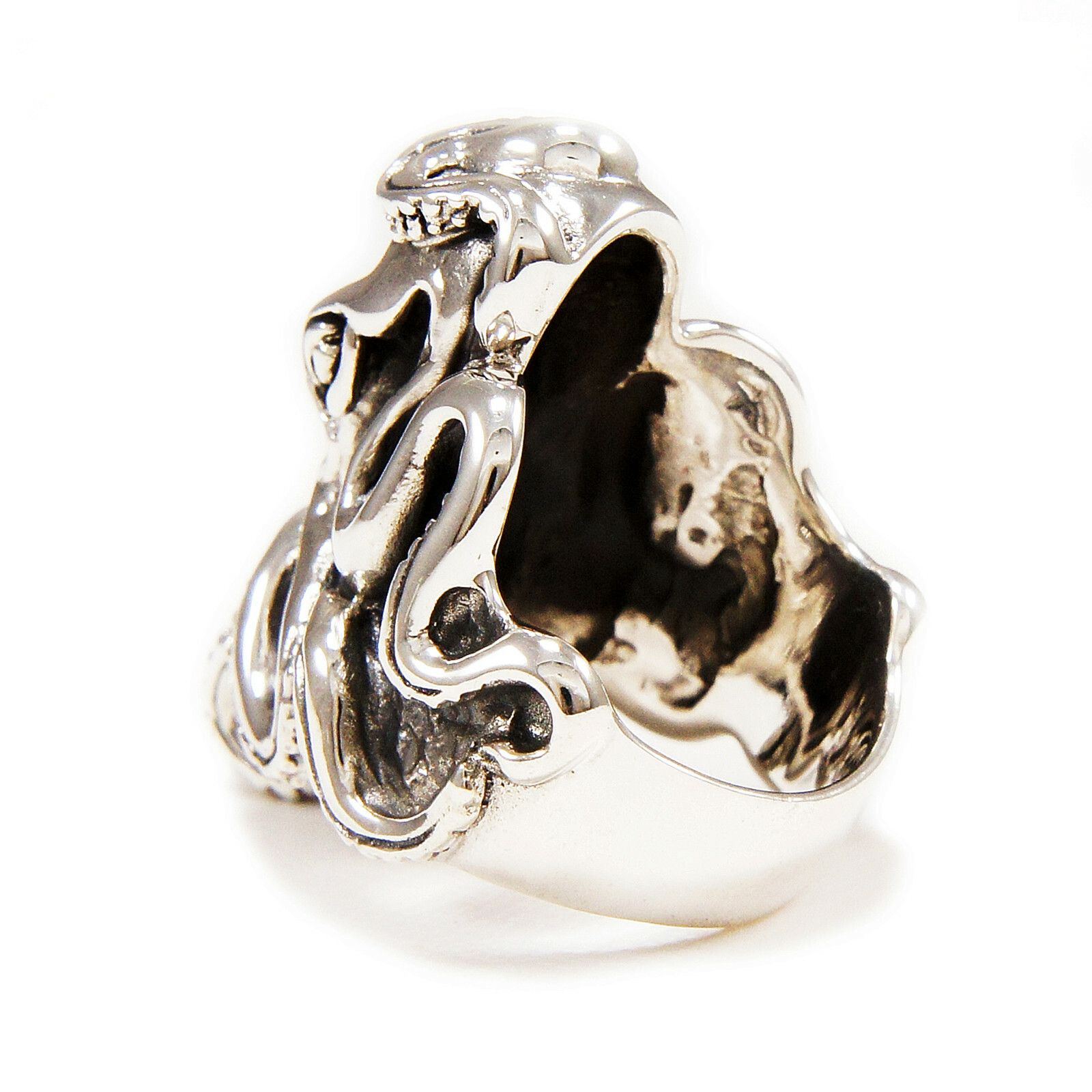 OCTOPUS KRAKEN 925 STERLING SILVER BIKER JEWELRY GOTHIC ROCKABILLY RING tan-r037