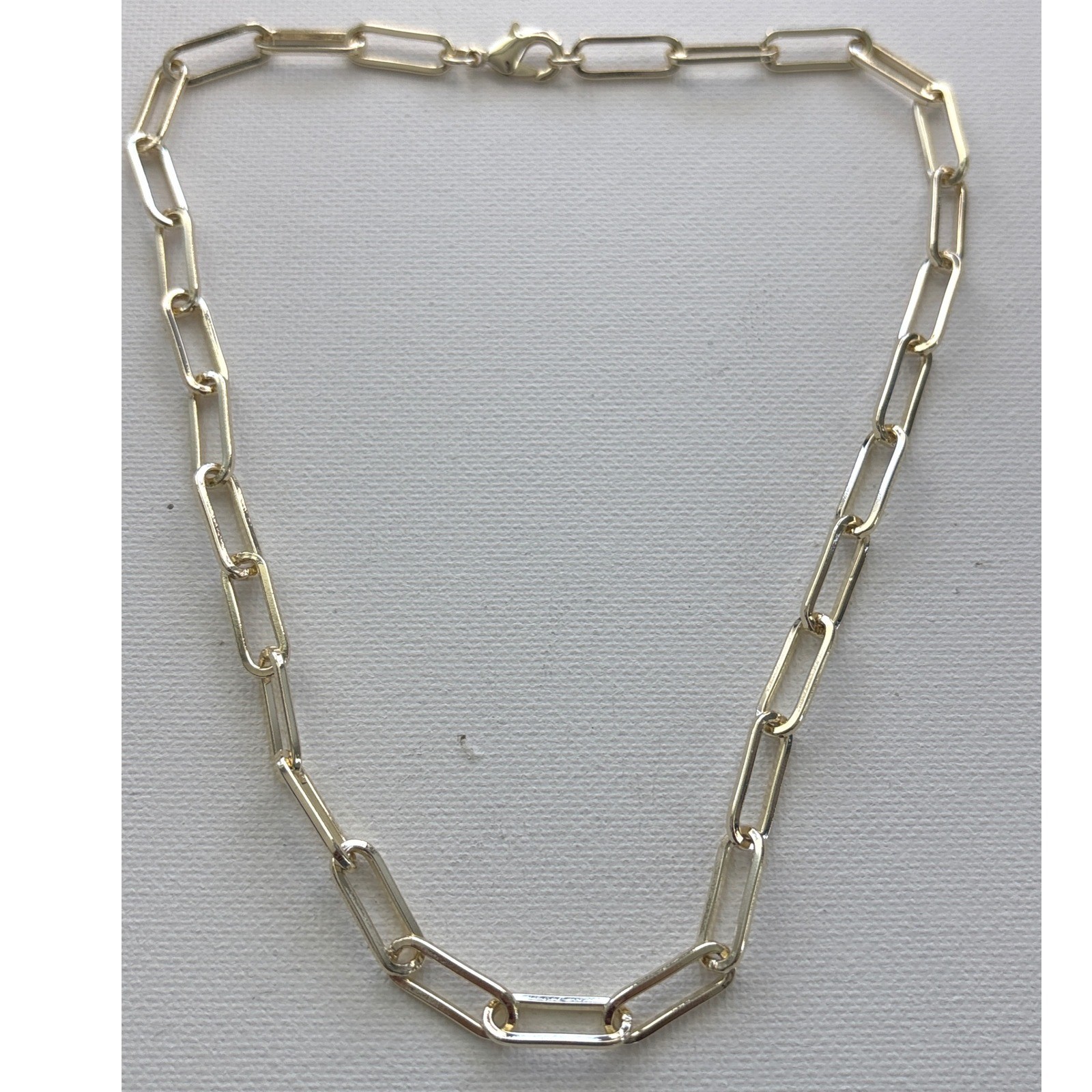 Necklace Gold Tone Metal Lobster Clasp Paperclip Link Chain Minimalist New