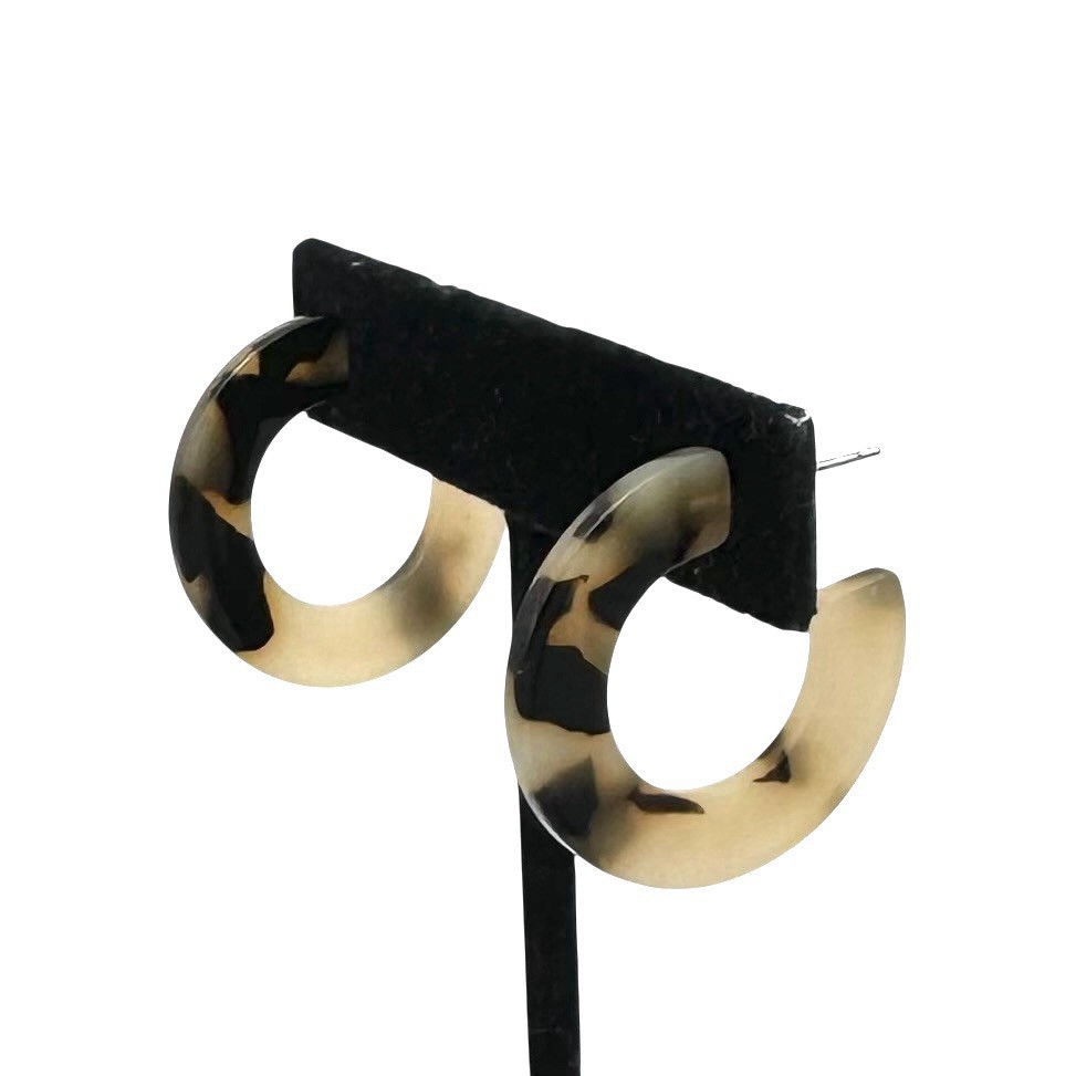 Acrylic Resin Hoop Earrings Lot (4) Plastic Jewelry Green Marbled Tortoiseshell