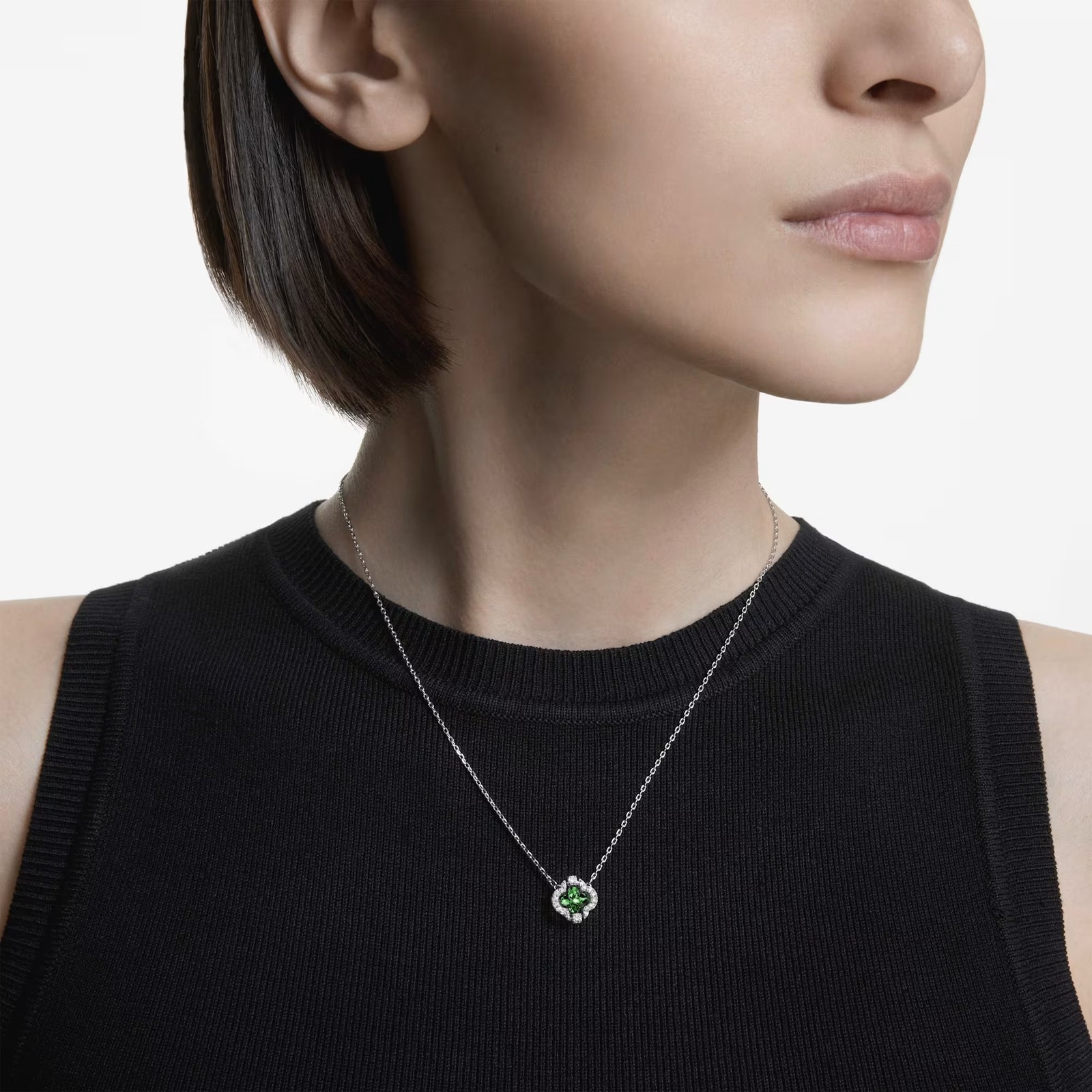 Swarovski Zirconia Una Angelic Pendant, Mixed Cuts Green, Rhodium Plated 5757785