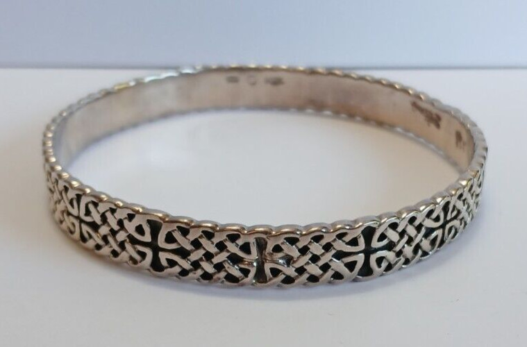 PETER STONE PSCL STERLING SILVER CELTIC KNOTWORK BANGLE BRACELET