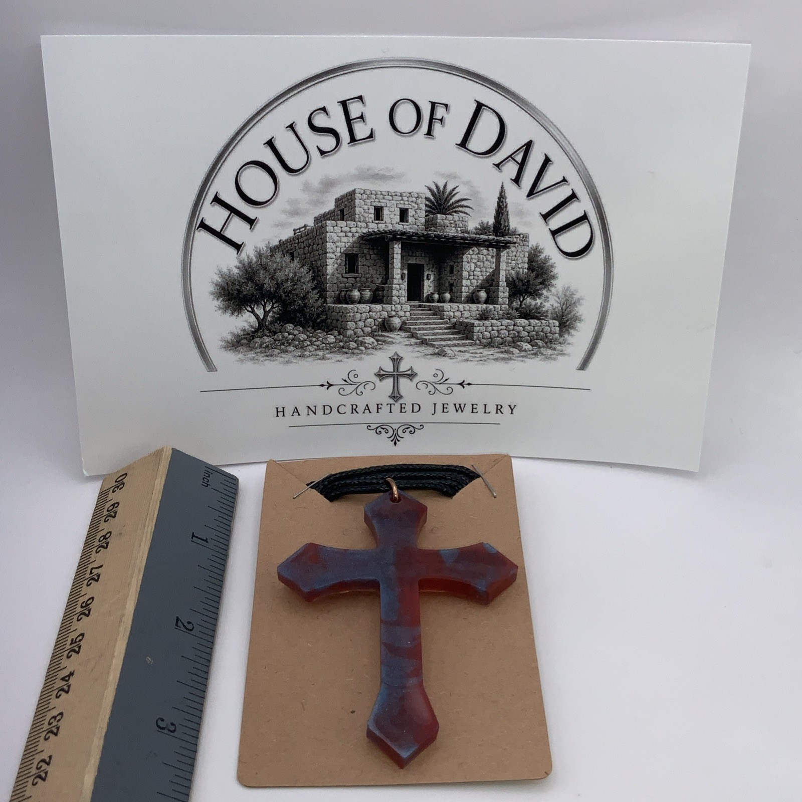 House Of David Handmade Cross Necklace Fire And Sky
