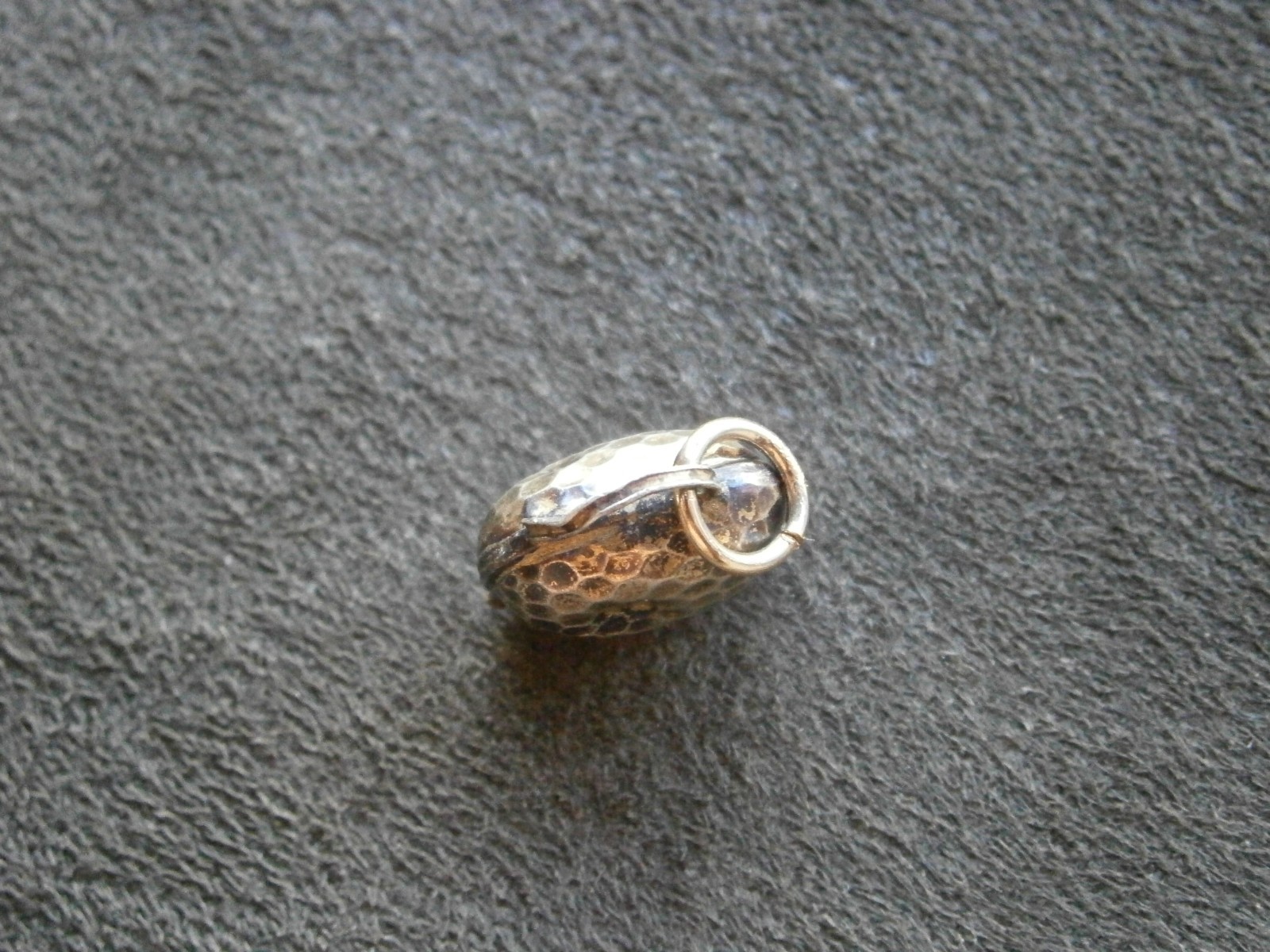 Honeycomb Cow Bell Nice Tinkle Vintage Pale Goldtone Bracelet Charm Pendant 1.2g