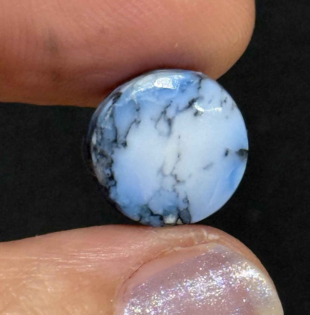 22.4ct 30.6×13.2x7mm White River Stone Lavender Opal Hubei Turquoise Cabochon
