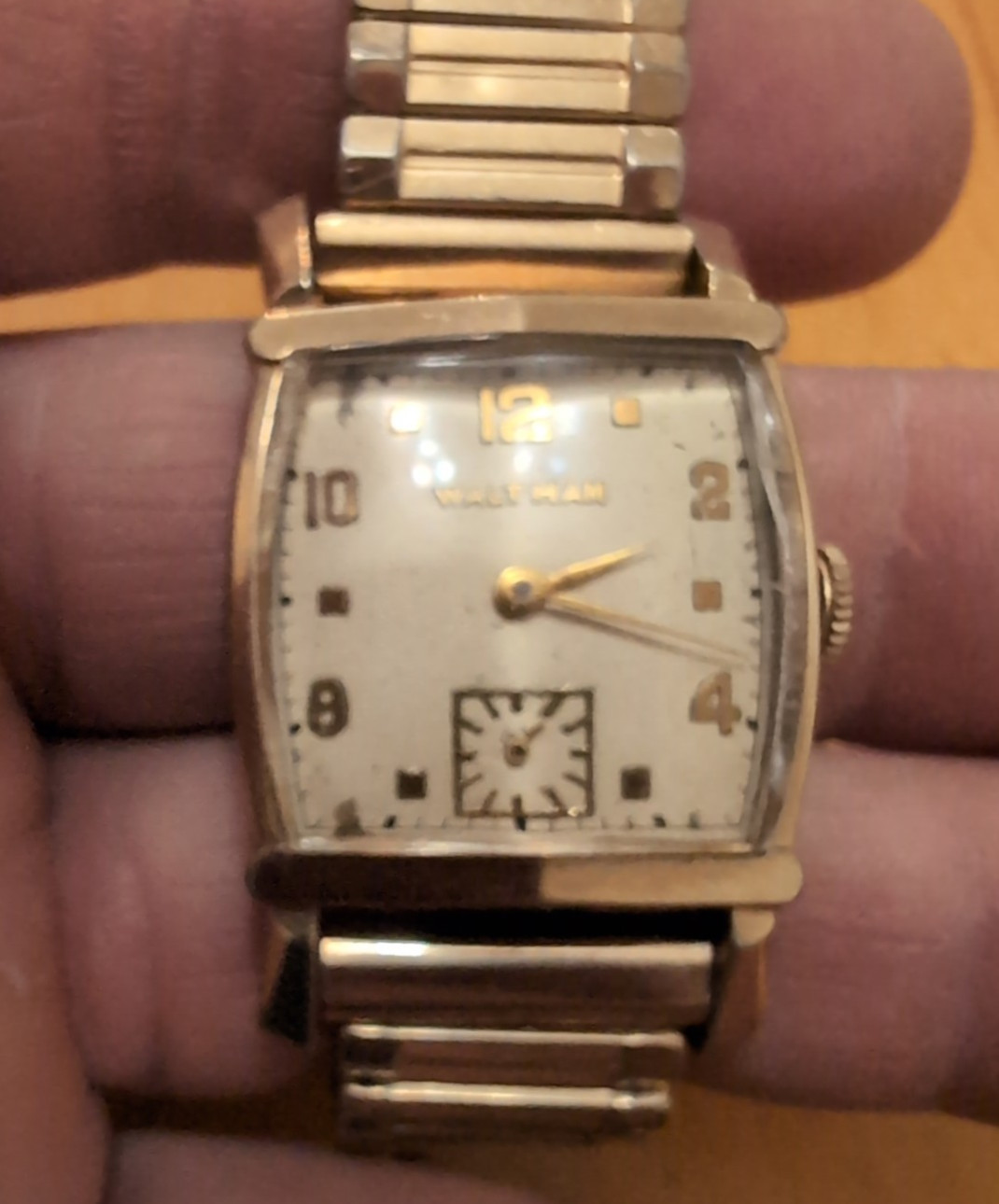 Vtg Art Deco Waltham Eastern Rectangle Watch Sub Seconds Dial 17 Jewels 750B USA